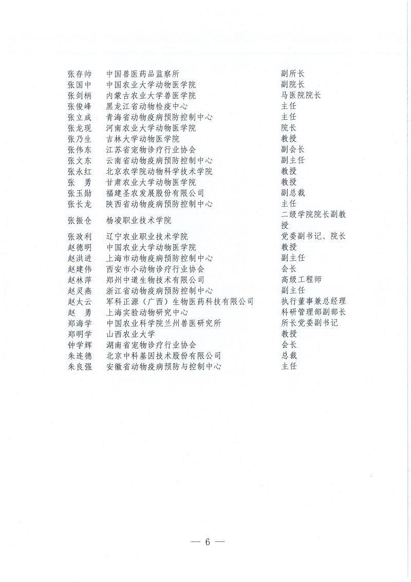协（员）字[2022]109号——关于公布中国兽医协会第三届理事会理事（代表）、常务理事（代表）名单的通知_页面_6.jpg