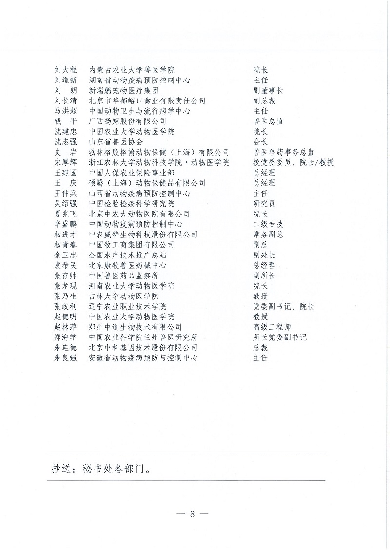 协（员）字[2022]109号——关于公布中国兽医协会第三届理事会理事（代表）、常务理事（代表）名单的通知_页面_8.jpg